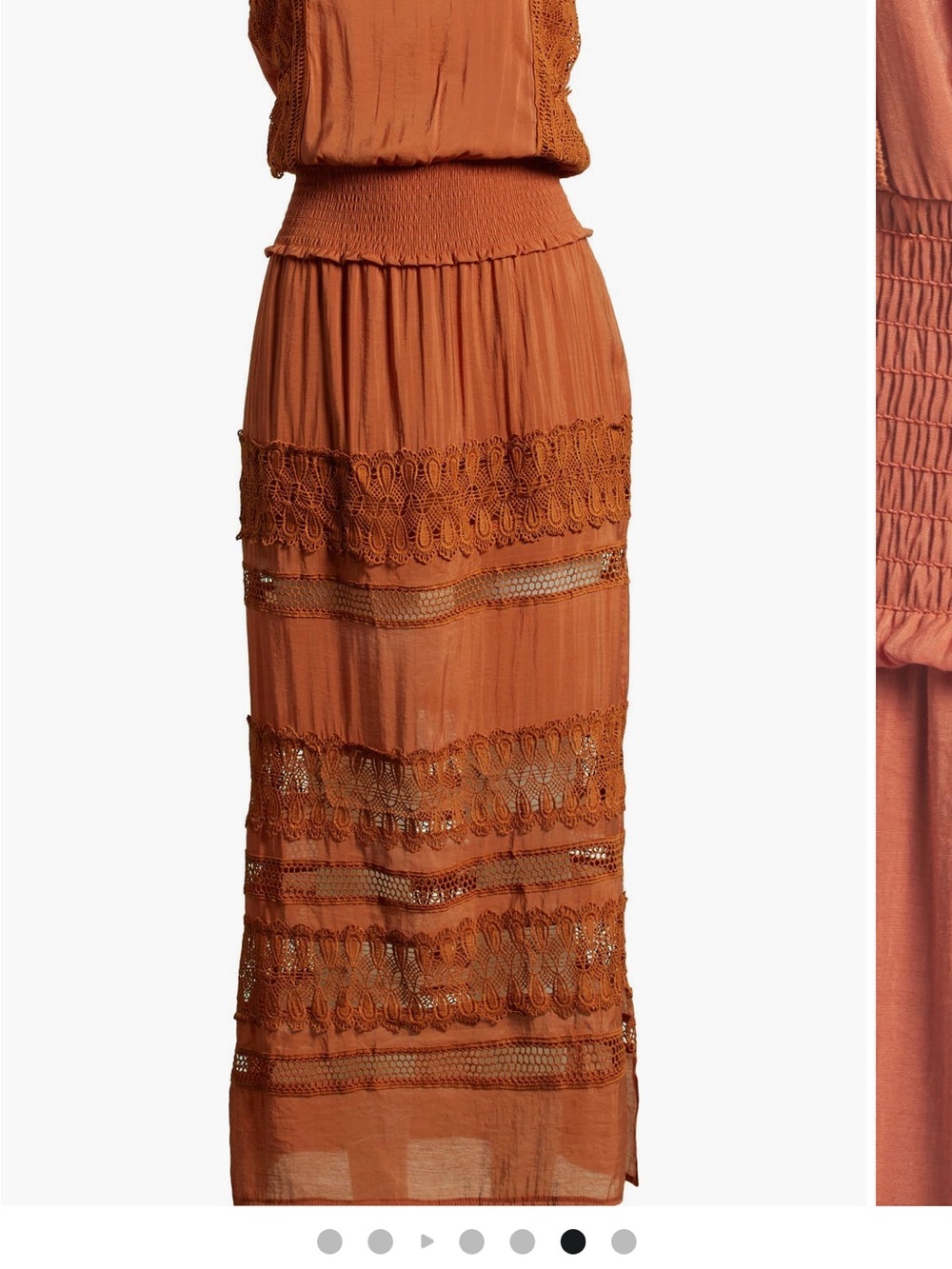 Elan Rust Crochet-Trim Maxi Dress medium
